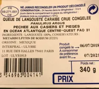 Queue de langouste caraibe crue