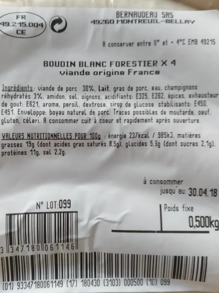 Boudin blanc forestier