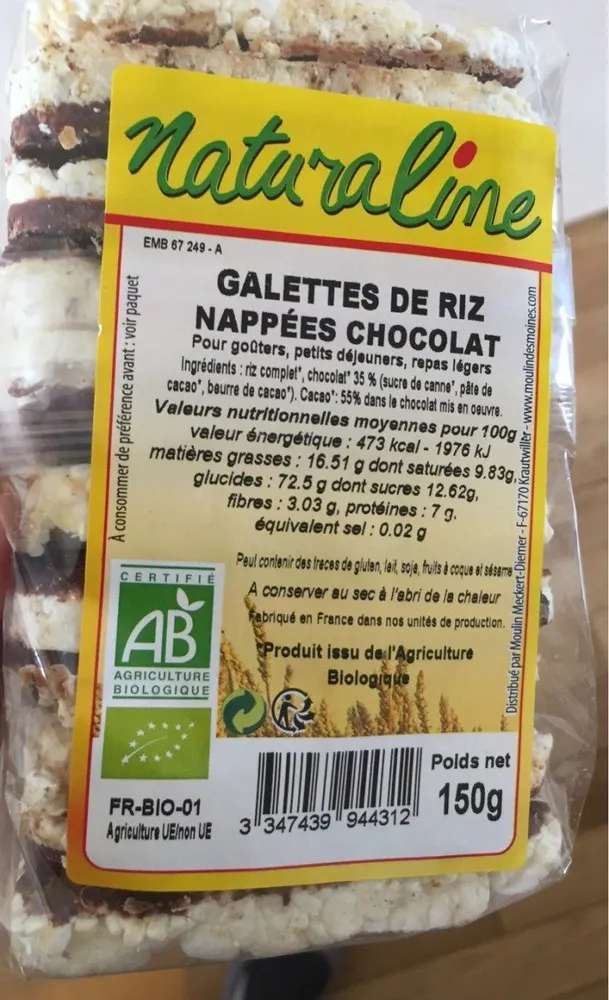 Galette de riz nappees chocolat