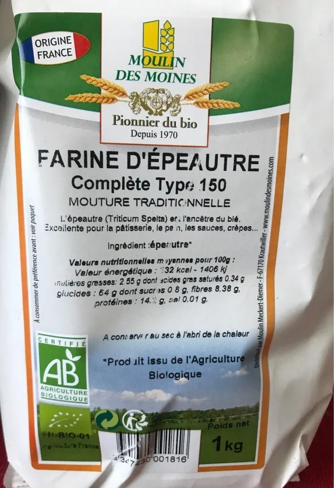 Farine d'epeautre complete type 150
