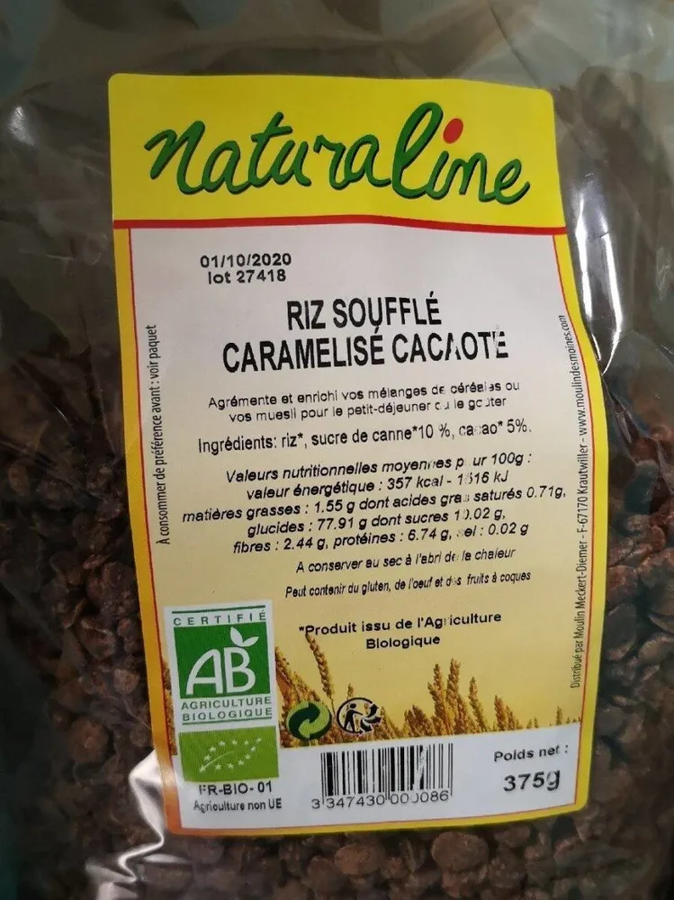 Riz souffle caramélisé cacaoté