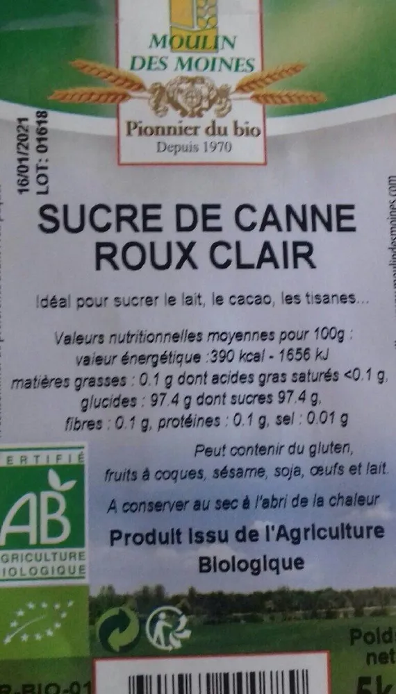 Sucre de canne roux clair