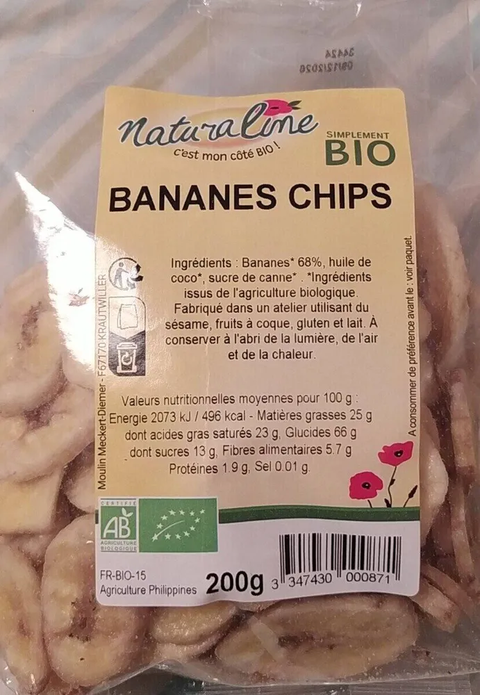 Bananes chips séchées