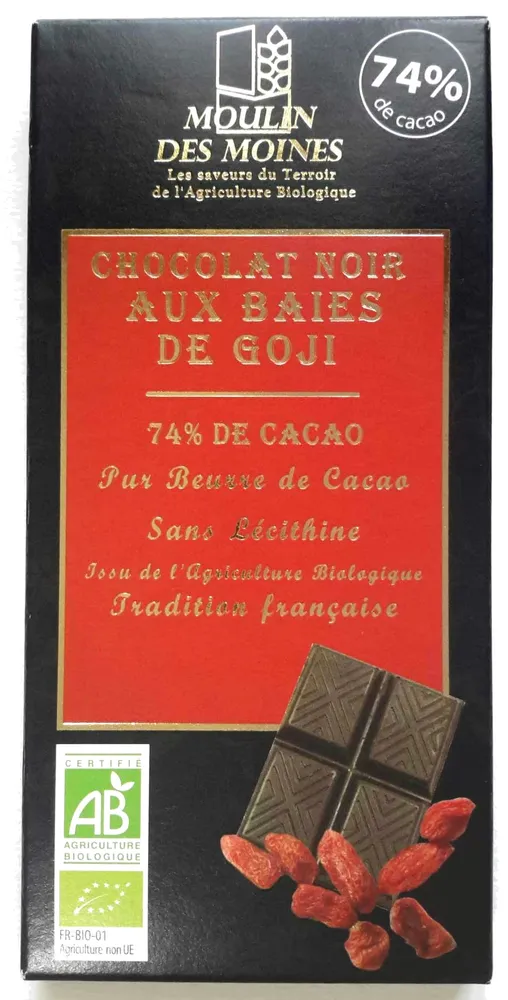 Chocolat noir aux baies de Goji