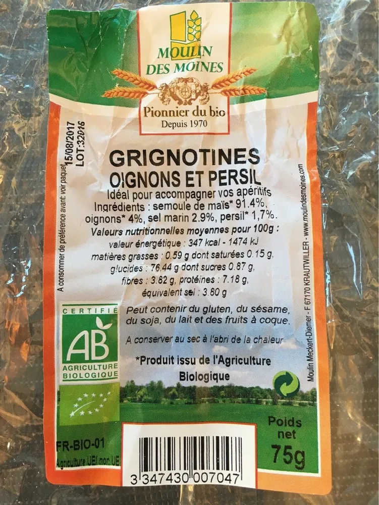 Grignotines Oignons et persil