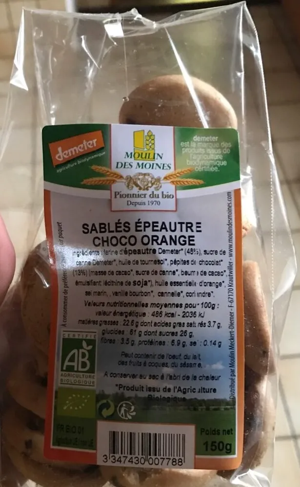 Sablés épeautre choco orange