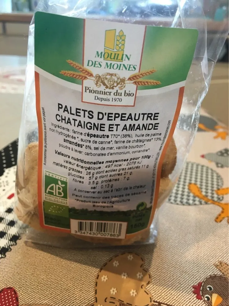 Palets d'epeautre chataigne et amande