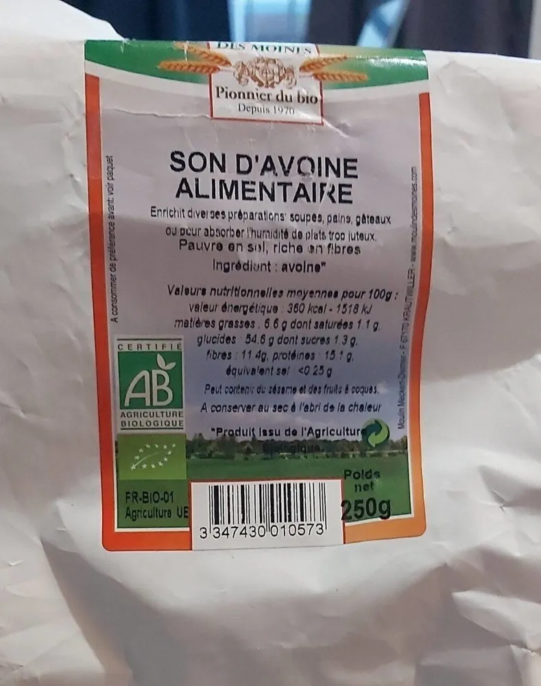 Son d'avoine alimentaire