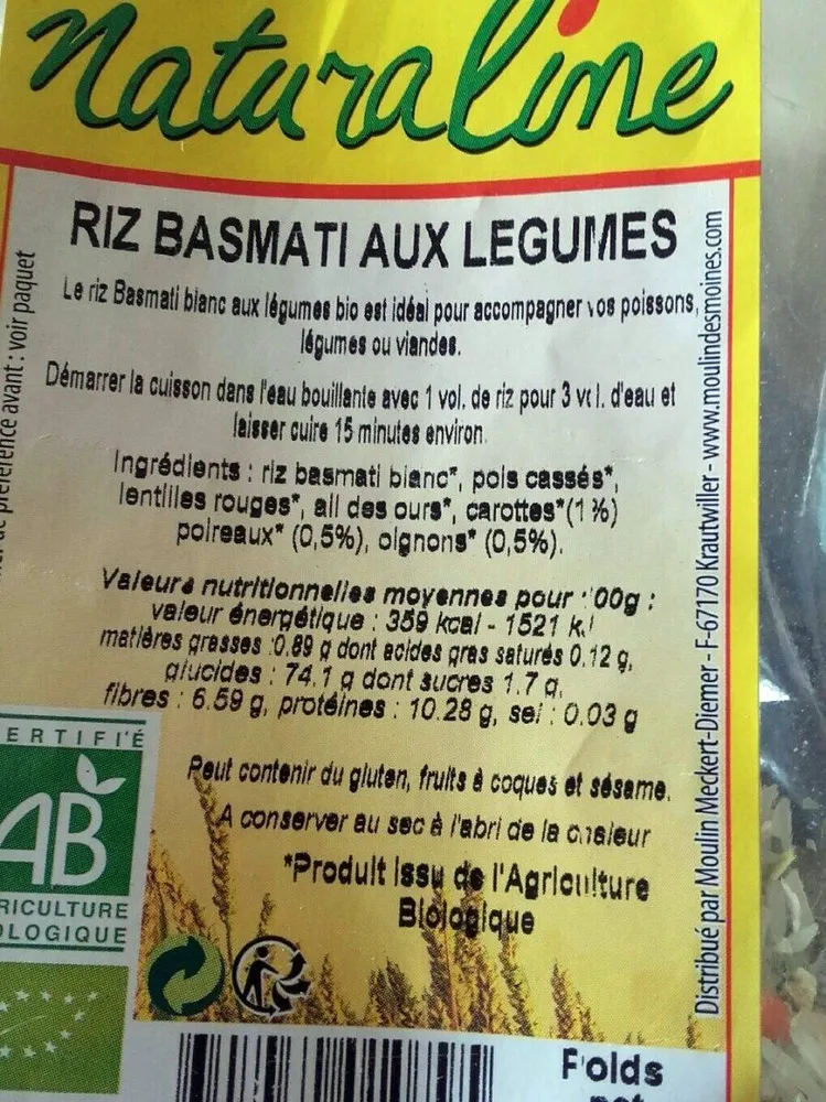Riz basmati aux legumes