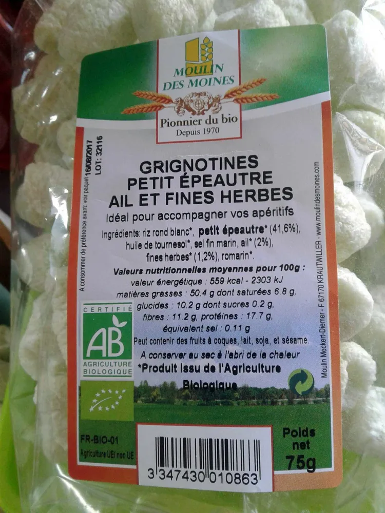 Grignotines Petit Épeautre Ail et Fines Herbes