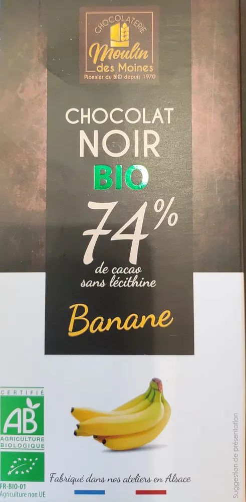 Chocolat noir aux bananes chips