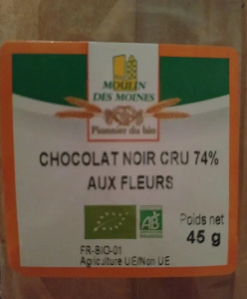 Chocolat noir cru aux fleurs