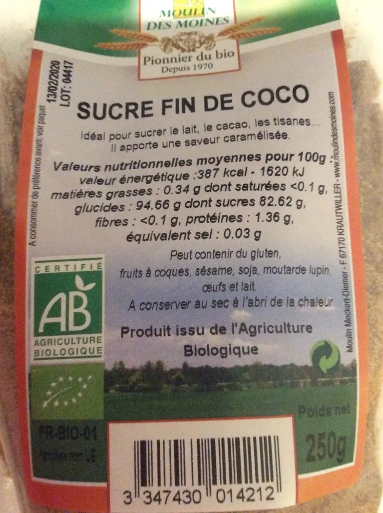 Sucre fin de coco
