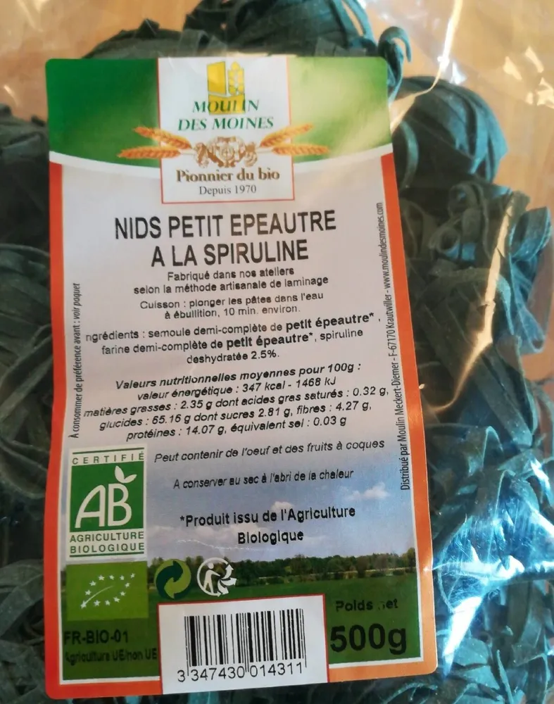 Nids petit épeautre à la spiruline