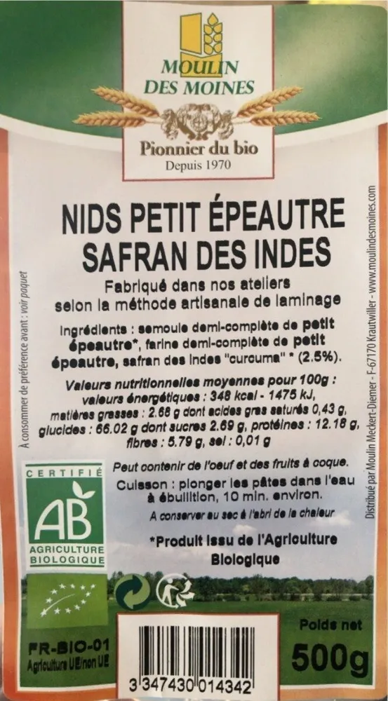Nids petit épeautre safran des Indes