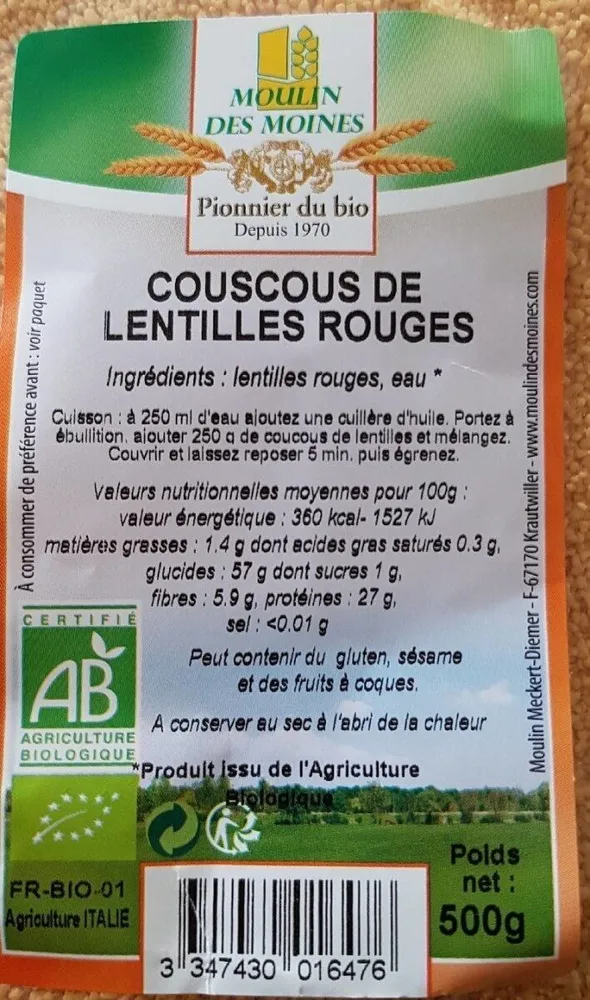 Couscous de lentilles rouges
