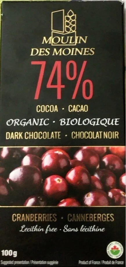 Dark chocolate 74% cranberries
