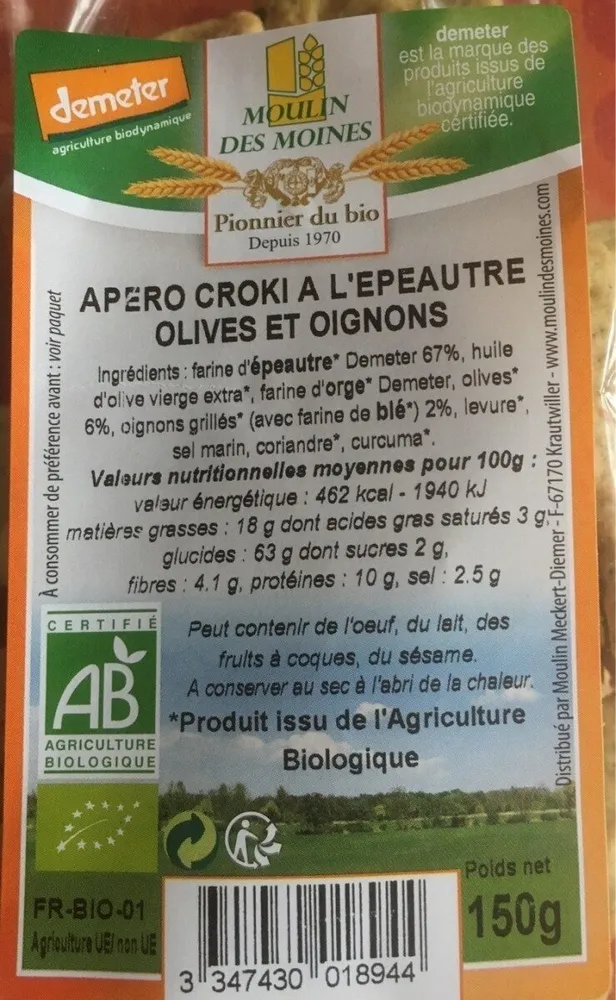 Apero Croki à l'Epautre Olives et Oignons