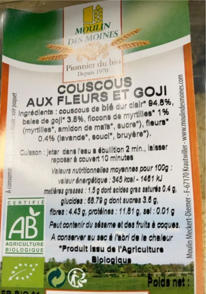 Couscous aux fleurs et goji