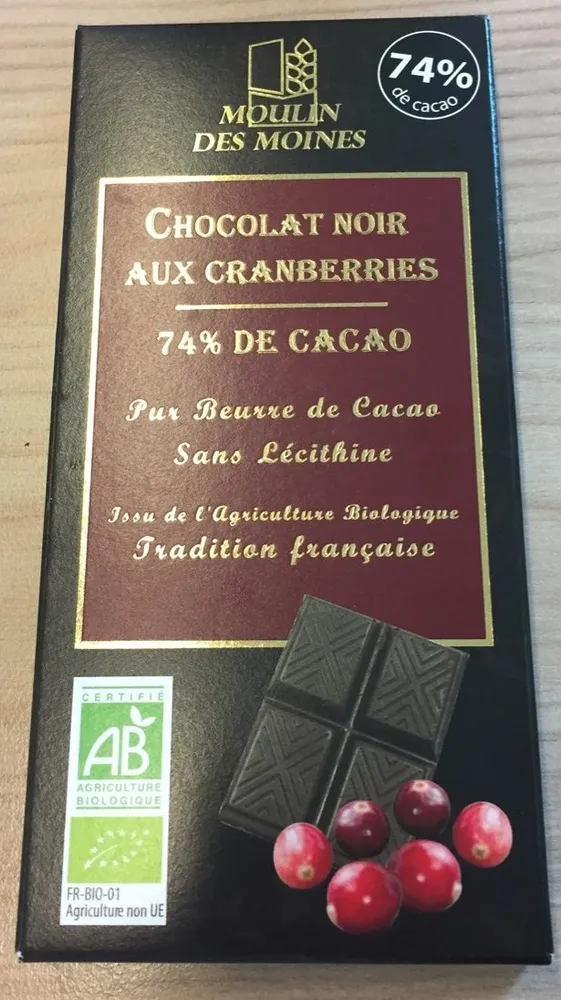 Chocolat noir aux Cranberries