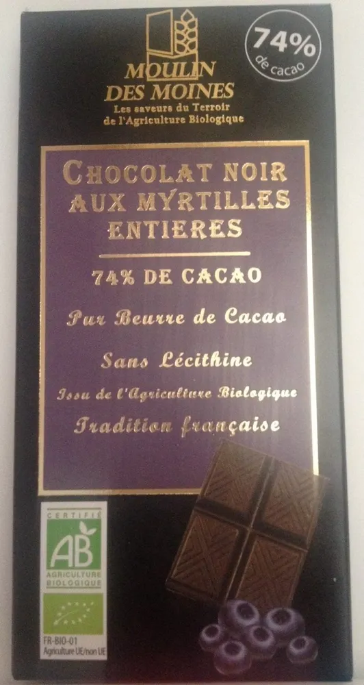 Chocolat noir aux myrtilles