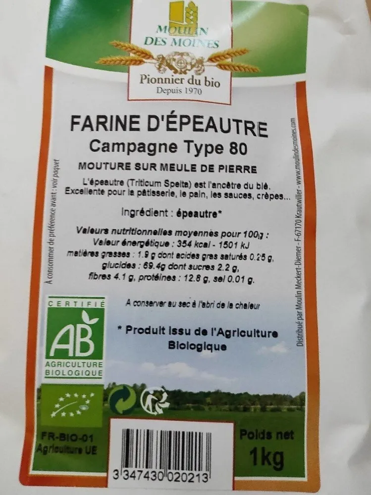 Farine d'épeautre campagne type 80