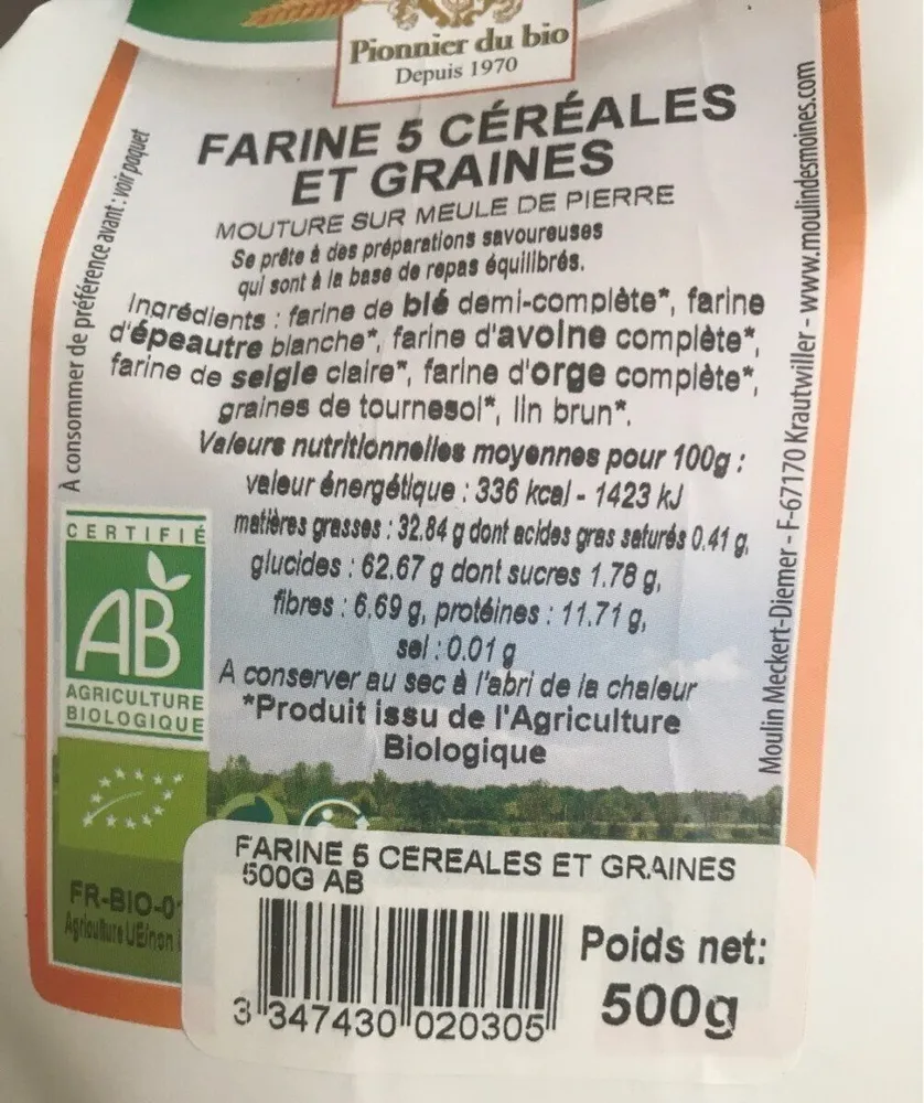Farine 5 céréales et graines