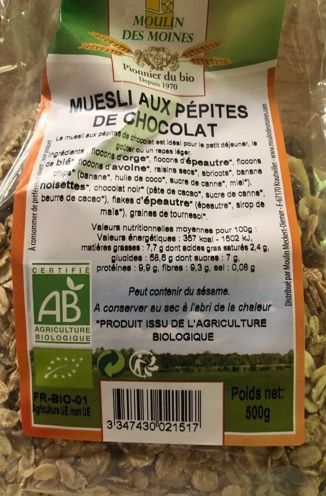 Muesli aux pepites de chocolat