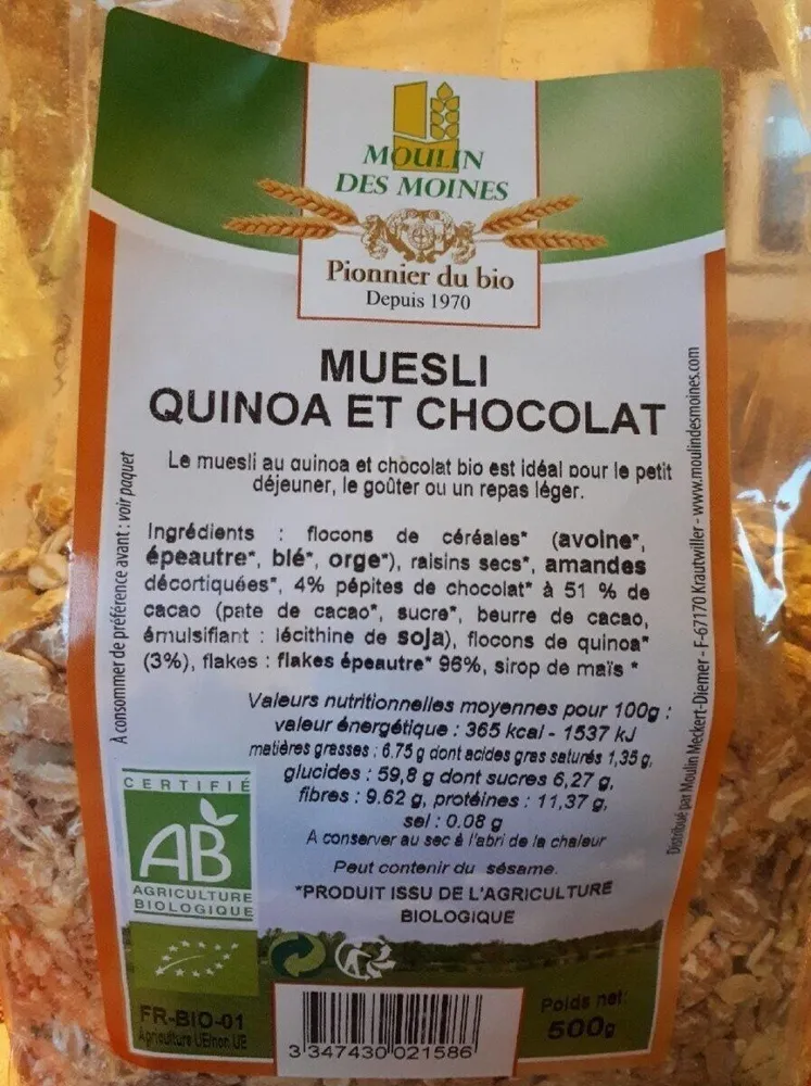 Muesli quinoa et chocolat