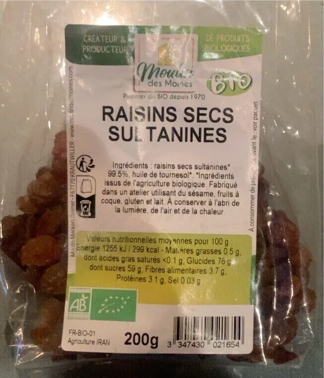 Raisons secs sultanines