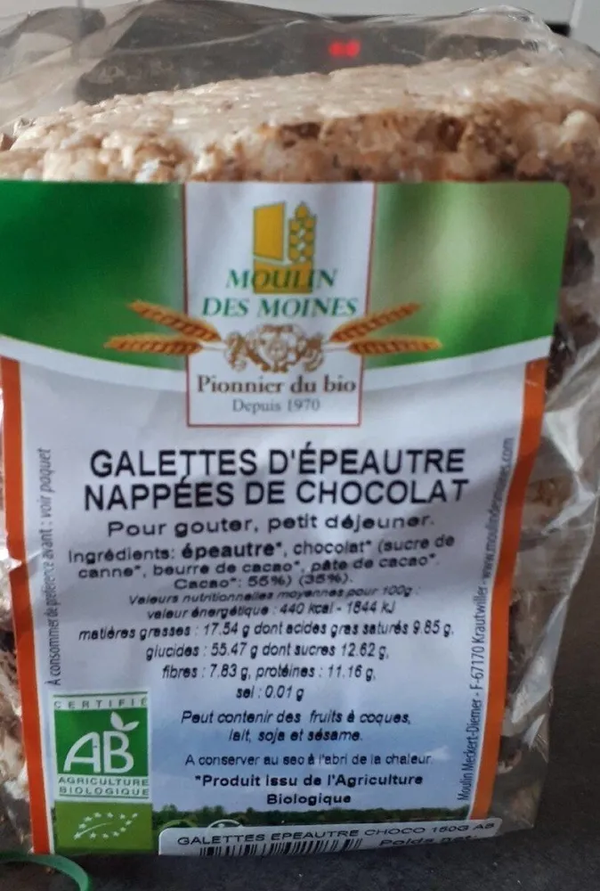 Galette d'épeautre nappé de chocolat