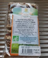 Galette d'épeautre et riz nappées chocolat et sésame