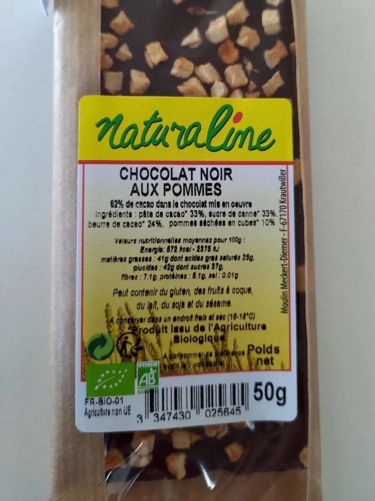 Chocolat noir aux pommes
