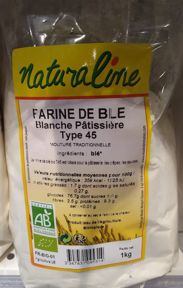 Farine de blé blanche pâtissière type 45