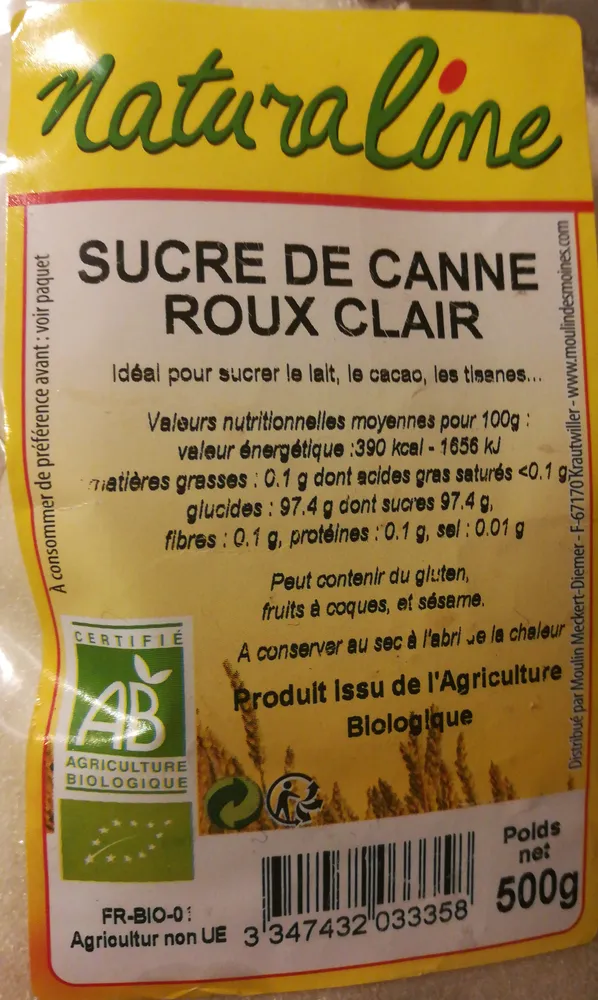 Sucre de canne roux bio en poudre