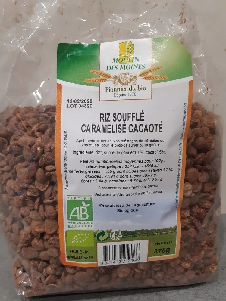 Riz soufflé caramelisé cacaoté
