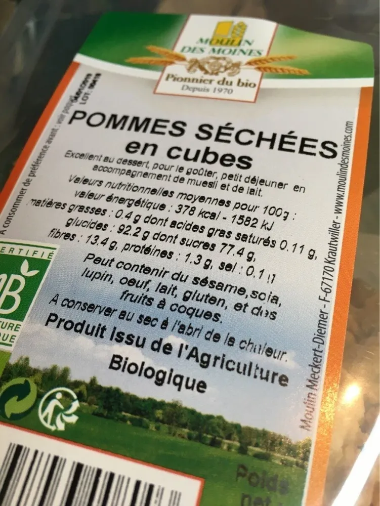 Pommes séchées en cubes
