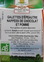 Galettes d'épeautre nappées de chocolat et pomme