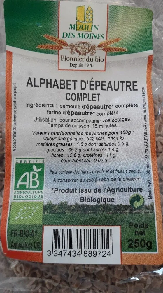 Alphabet d'epautre complet