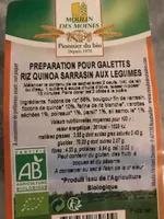 Preparation pour galette riz quinoa sarrasin aux legumes