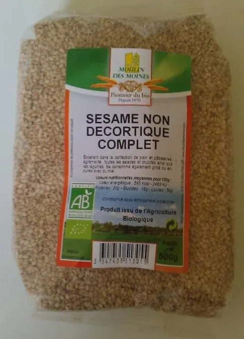 Sésame non décortiqué complet