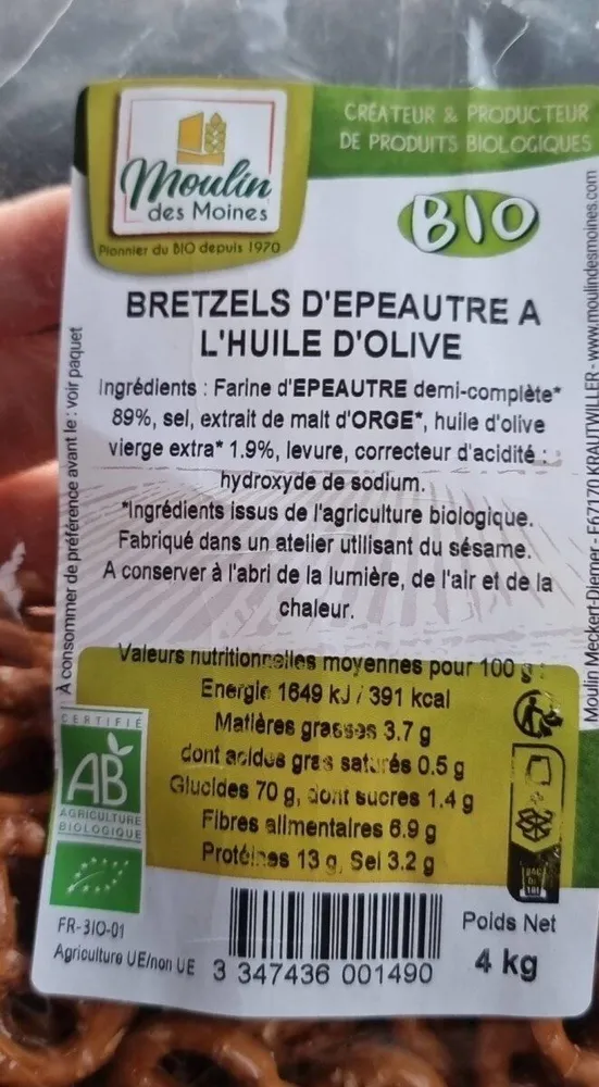 Bretzels d'épeautre à l'huile d'olive