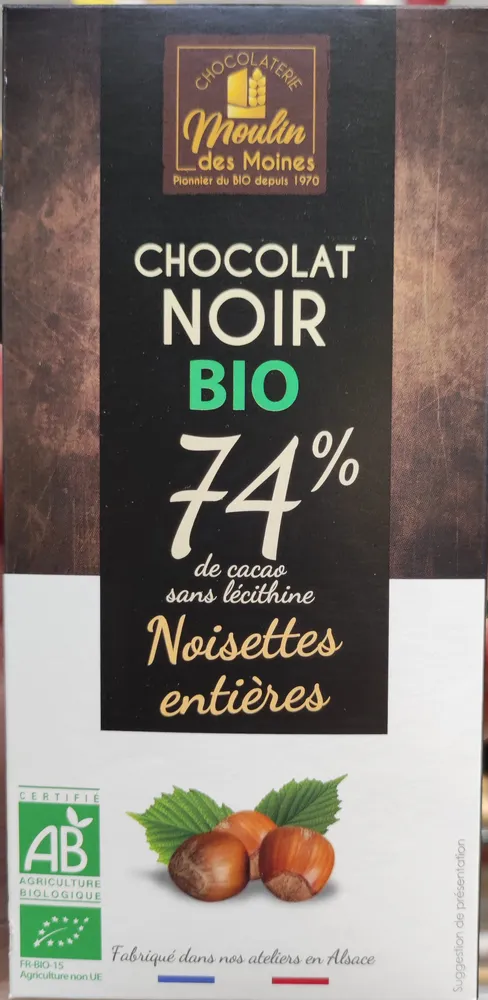 Chocolat noir BIO Noisettes entières