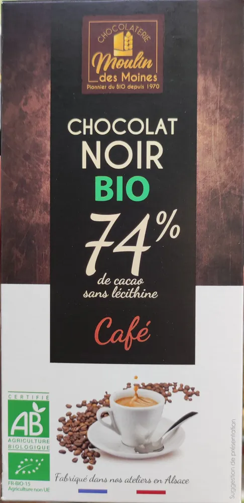 Chocolat Noir au café 74% Cacao