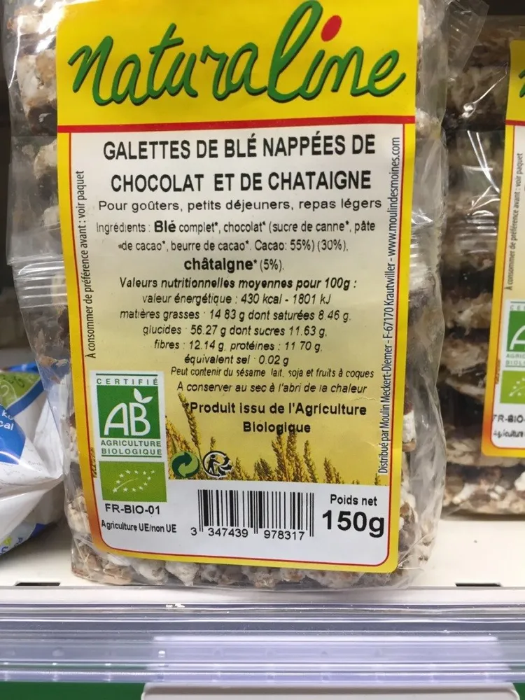Galette de Blé Nappees de Chocolat et de Chataigne