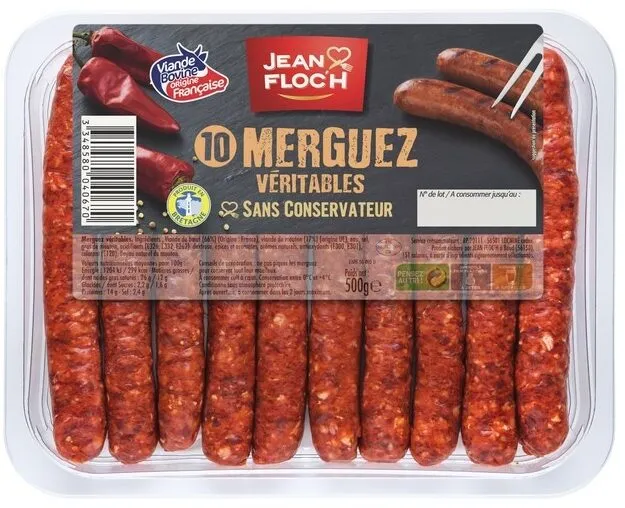 Veritables merguez JEAN FLOC'H, 10 pieces