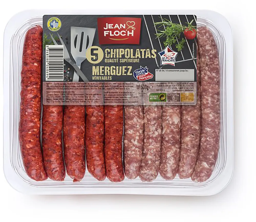 Veritables merguez et chipolatas sans colorant JEAN FLOC'H,