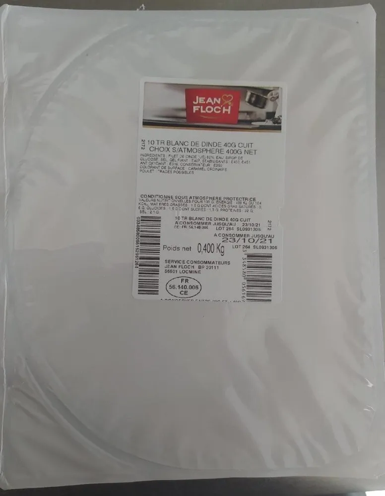 10 tranches blanc de dinde 40g cuit choix