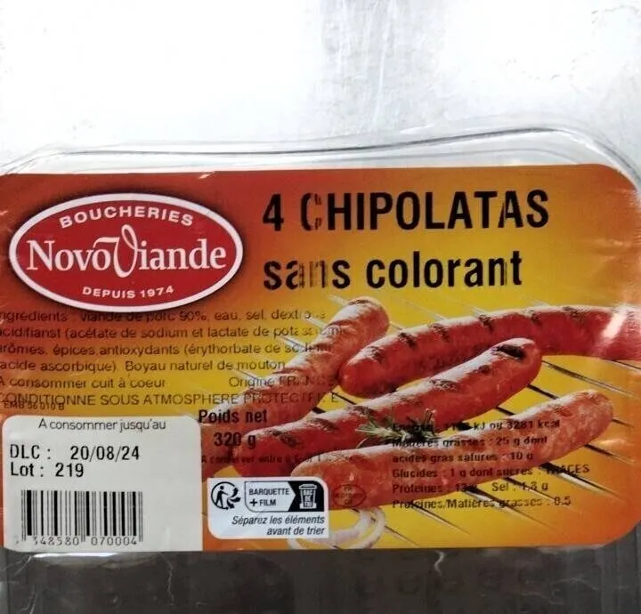 4 CHIPOLATAS SANS COLORANT