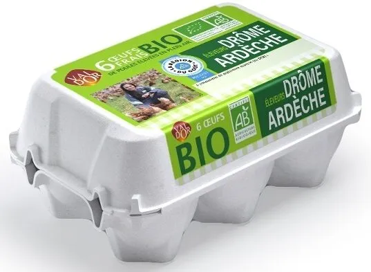 6 œufs bio Drôme Ardèche de poules élevées en plein air issus de l'agriculture biologique